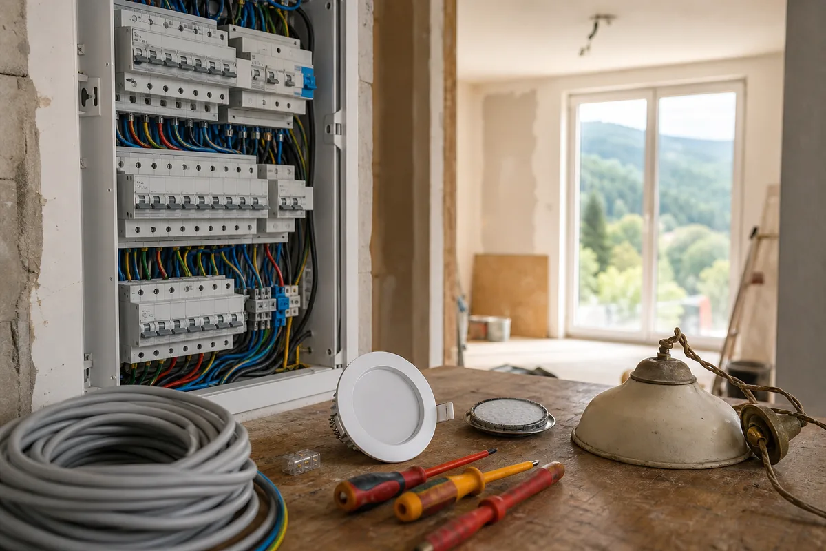 Remplacement d&rsquo;un ancien luminaire par des sources à diodes dans un séjour